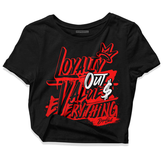 Jordan 1 Retro High OG "Satin Bred" DopeSkill Women's Crop Top LOVE Graphic Streetwear - Black