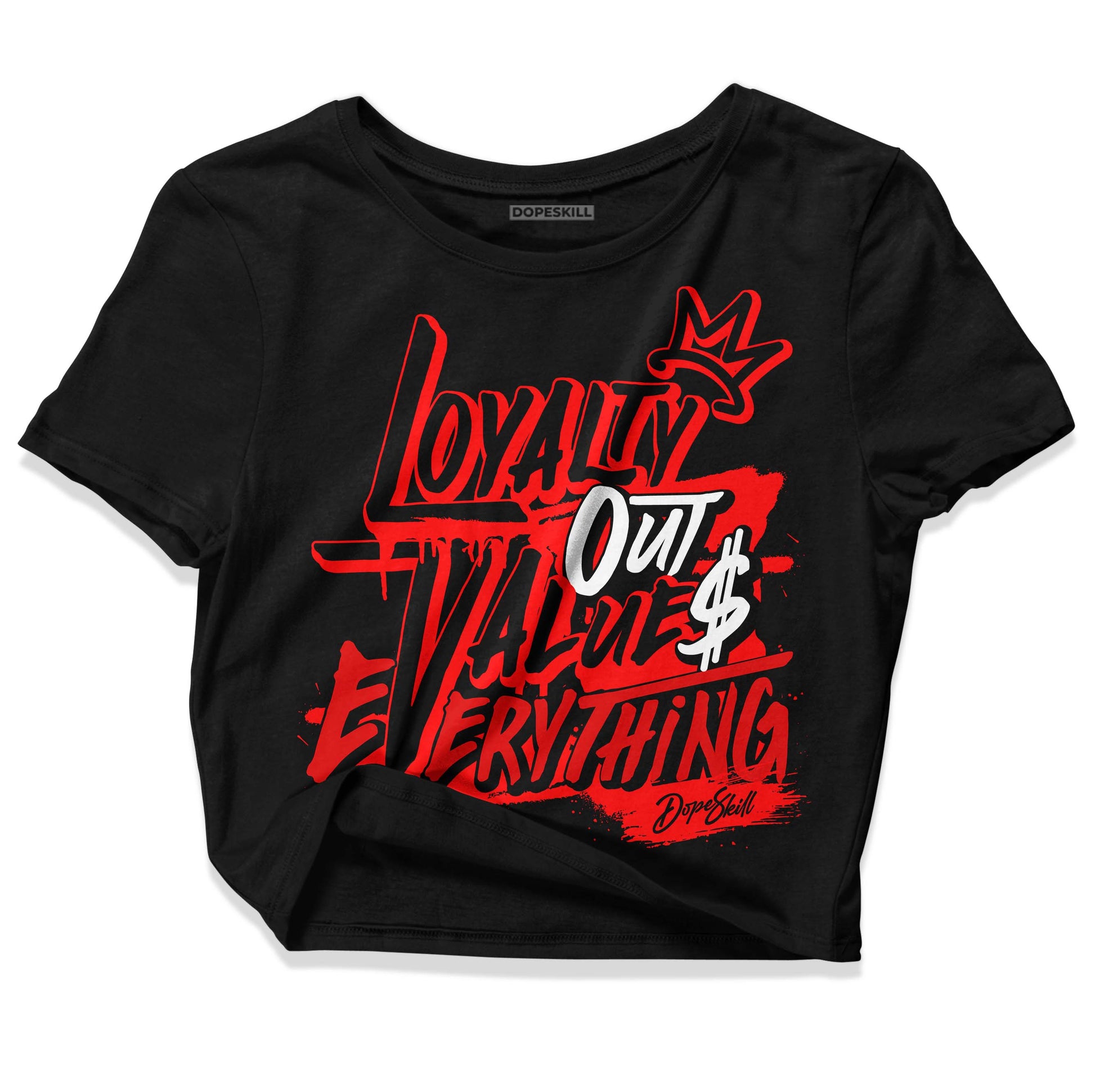 Jordan 1 Retro High OG "Satin Bred" DopeSkill Women's Crop Top LOVE Graphic Streetwear - Black