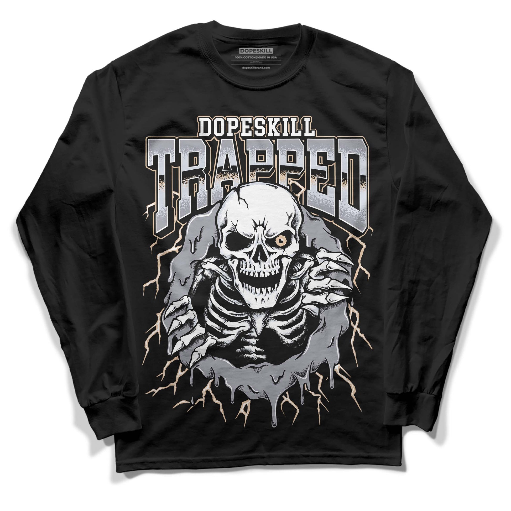 Jordan 4 Retro Frozen Moments DopeSkill Long Sleeve T-Shirt Trapped Halloween Graphic Streetwear - Black 