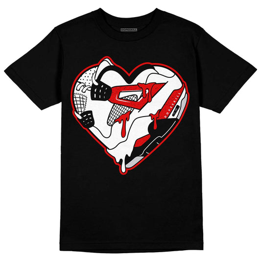 Jordan 4 Retro Red Cement DopeSkill T-Shirt Heart Jordan 4 Graphic Streetwear - Black
