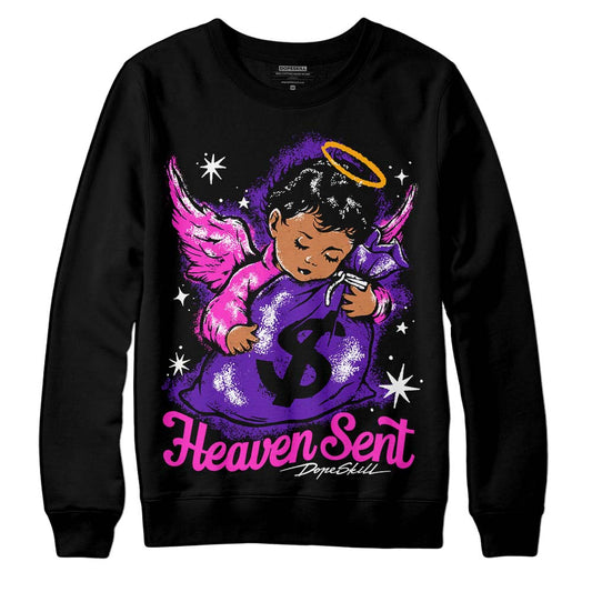 Jordan 13 Court Purple DopeSkill Sweatshirt Heaven Sent Graphic Streetwear - Black