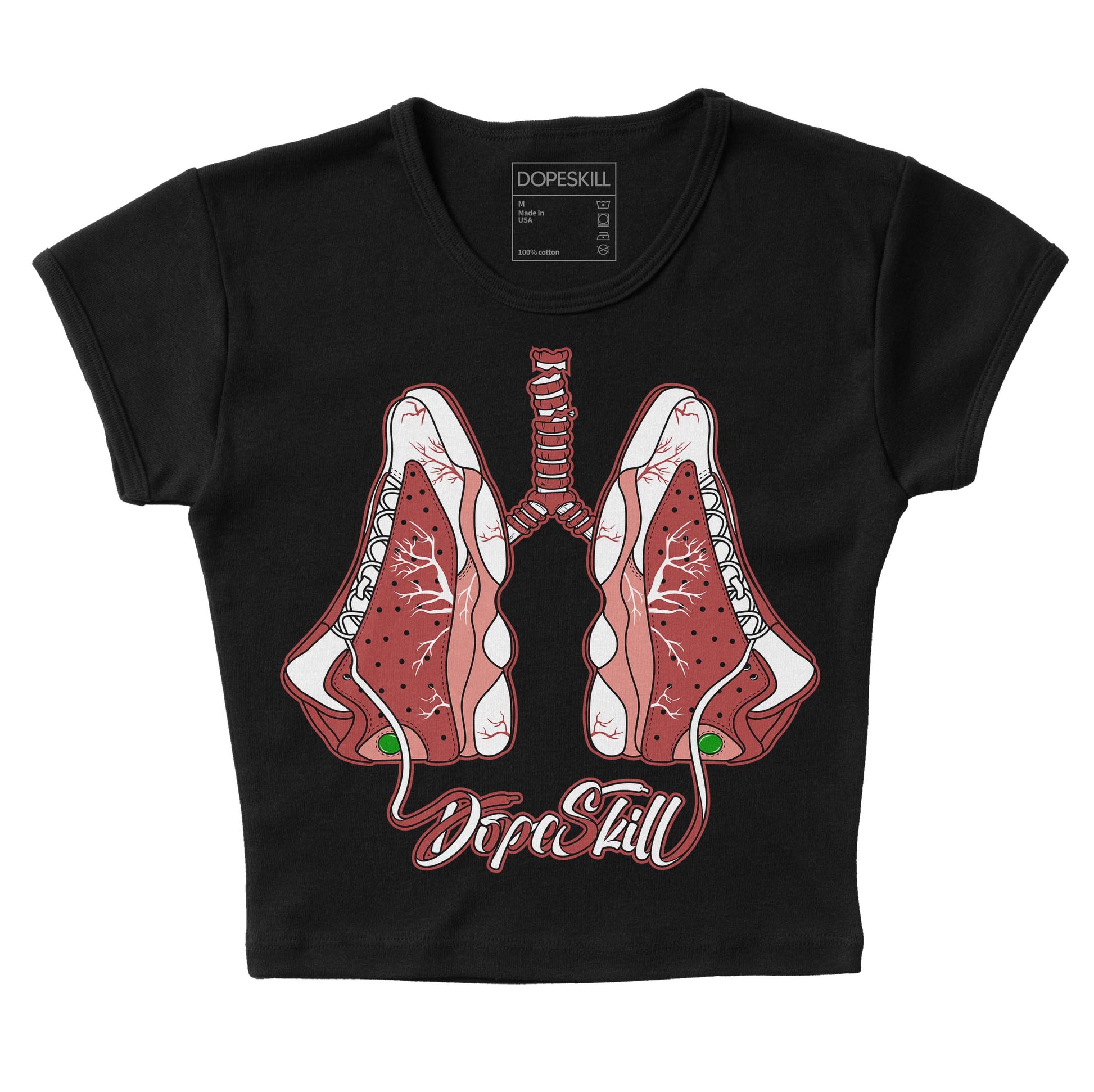 Jordan 13 “Dune Red” DopeSkill Women's Crop Top Breathe Graphic Streetwear - Black