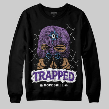 PURPLE Sneakers DopeSkill Sweatshirt New Trapped Graphic Streetwear - Black