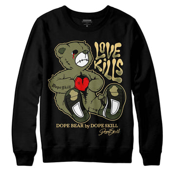 Jordan 4 Retro SE Craft Medium Olive DopeSkill Sweatshirt Love Kills Graphic Streetwear - Black