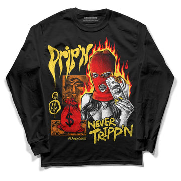 Jordan 4 Thunder DopeSkill Long Sleeve T-Shirt Drip'n Never Tripp'n Graphic Streetwear - Black