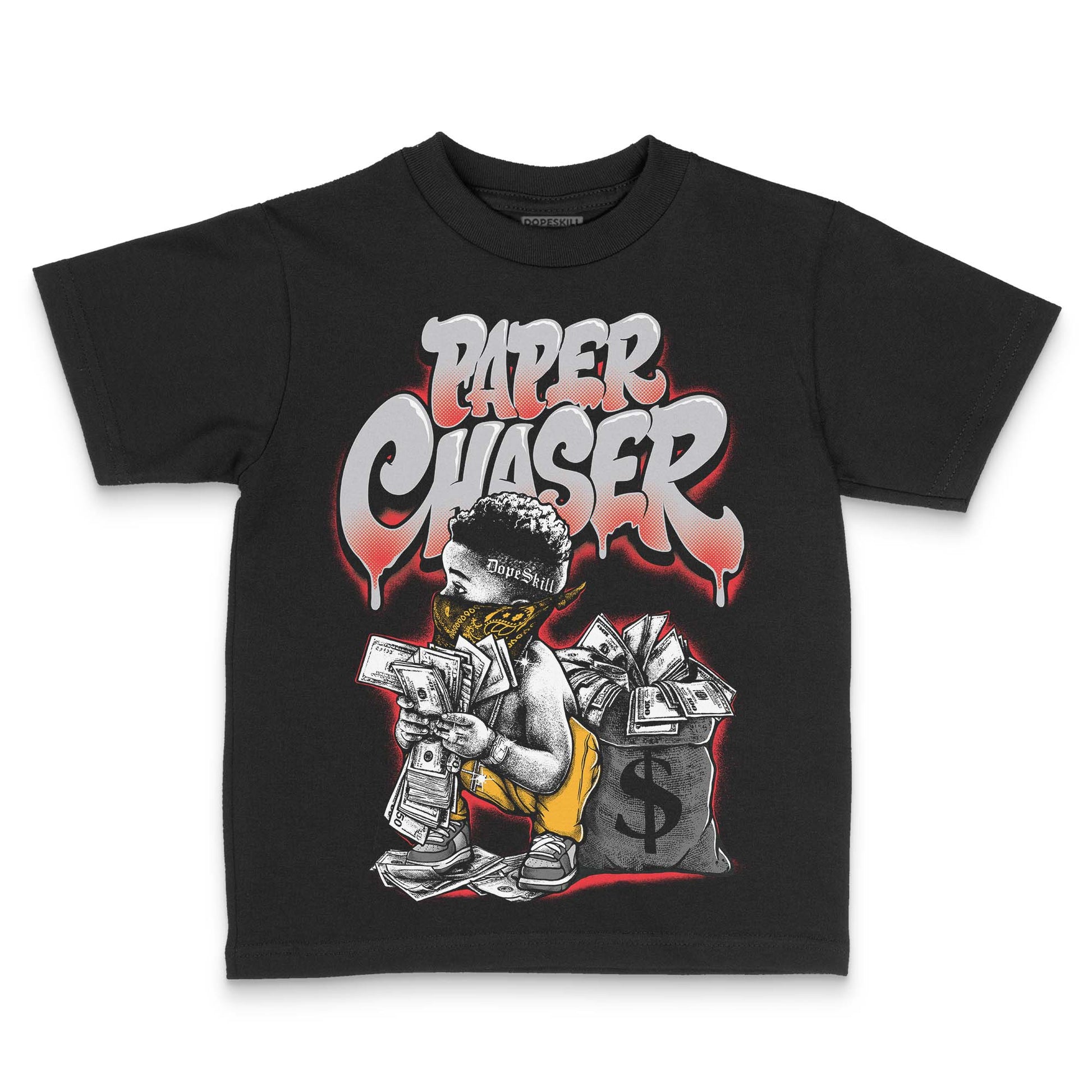 Grey Sneakers DopeSkill Toddler Kids T-shirt Paper Chaser Boy Graphic Streetwear - Black