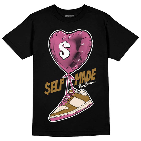 Dunk Low Just Do It “Bronzine/Playful Pink” DopeSkill T-Shirt Self Made Graphic Streetwear - Black