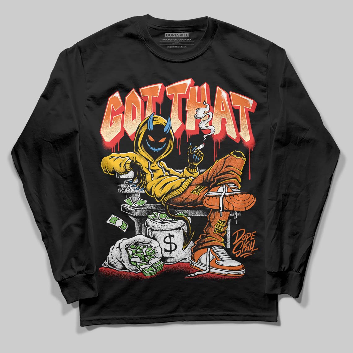 Orange, Black and White Sneakers DopeSkill Long Sleeve T-Shirt Got That Graphic Streetwear - black