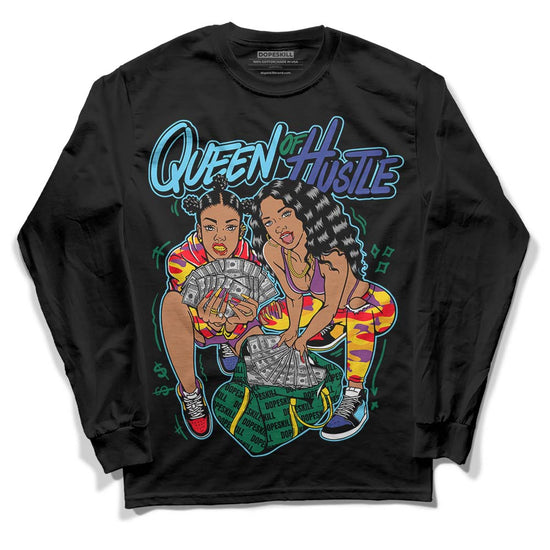 Jordan 1 Mid GS 'Six Championships DopeSkill Long Sleeve T-Shirt Queen Of Hustle Graphic Streetwear - Black