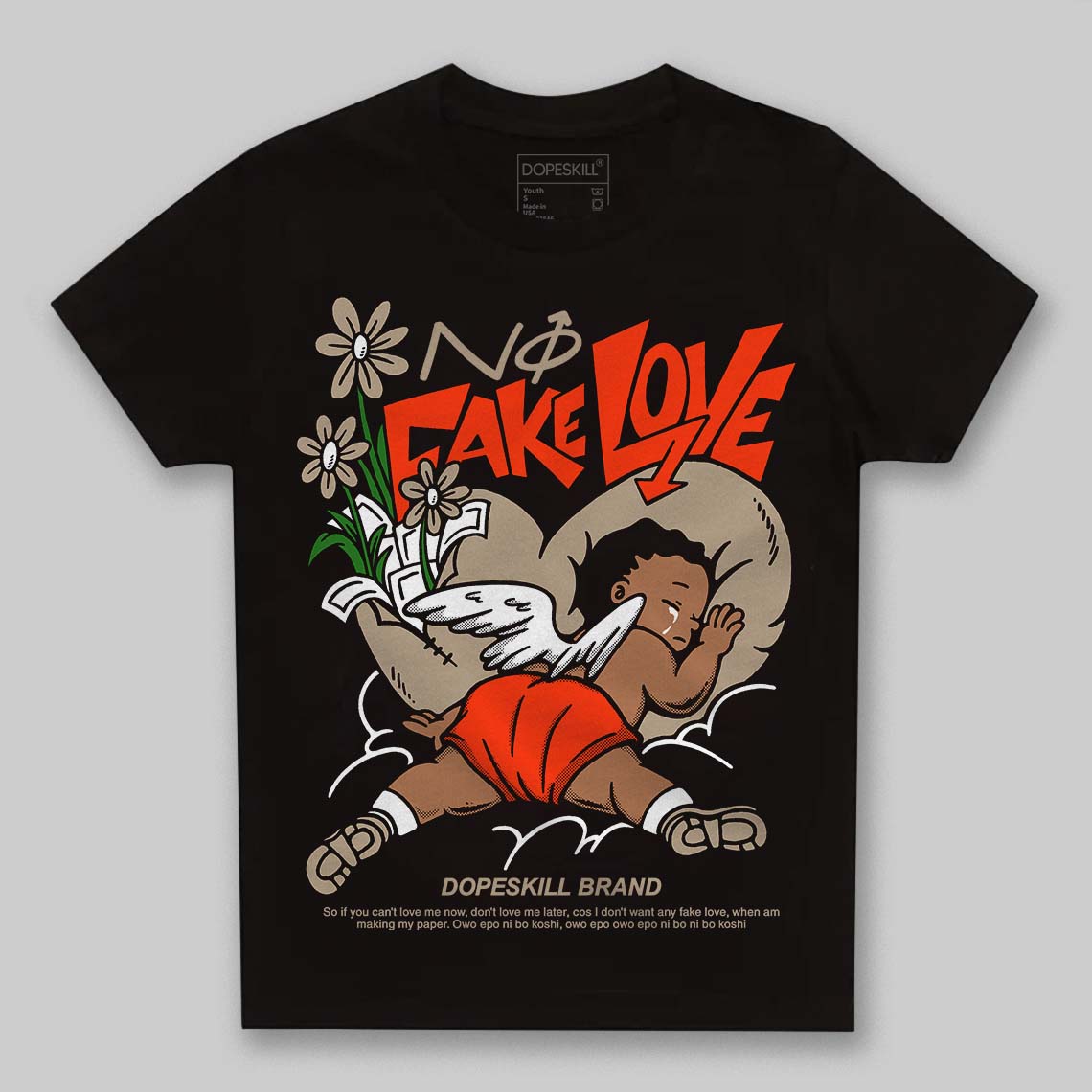 Jordan 1 High OG “Latte” DopeSkill Toddler Kids T-shirt No Fake Love Graphic Streetwear - Black