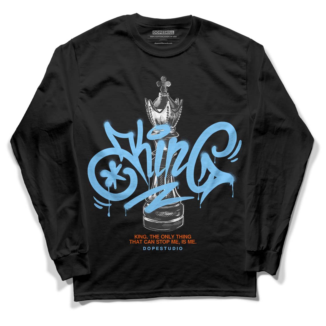 Dunk Low Futura University Blue DopeSkill Long Sleeve T-Shirt King Chess Graphic Streetwear - Black