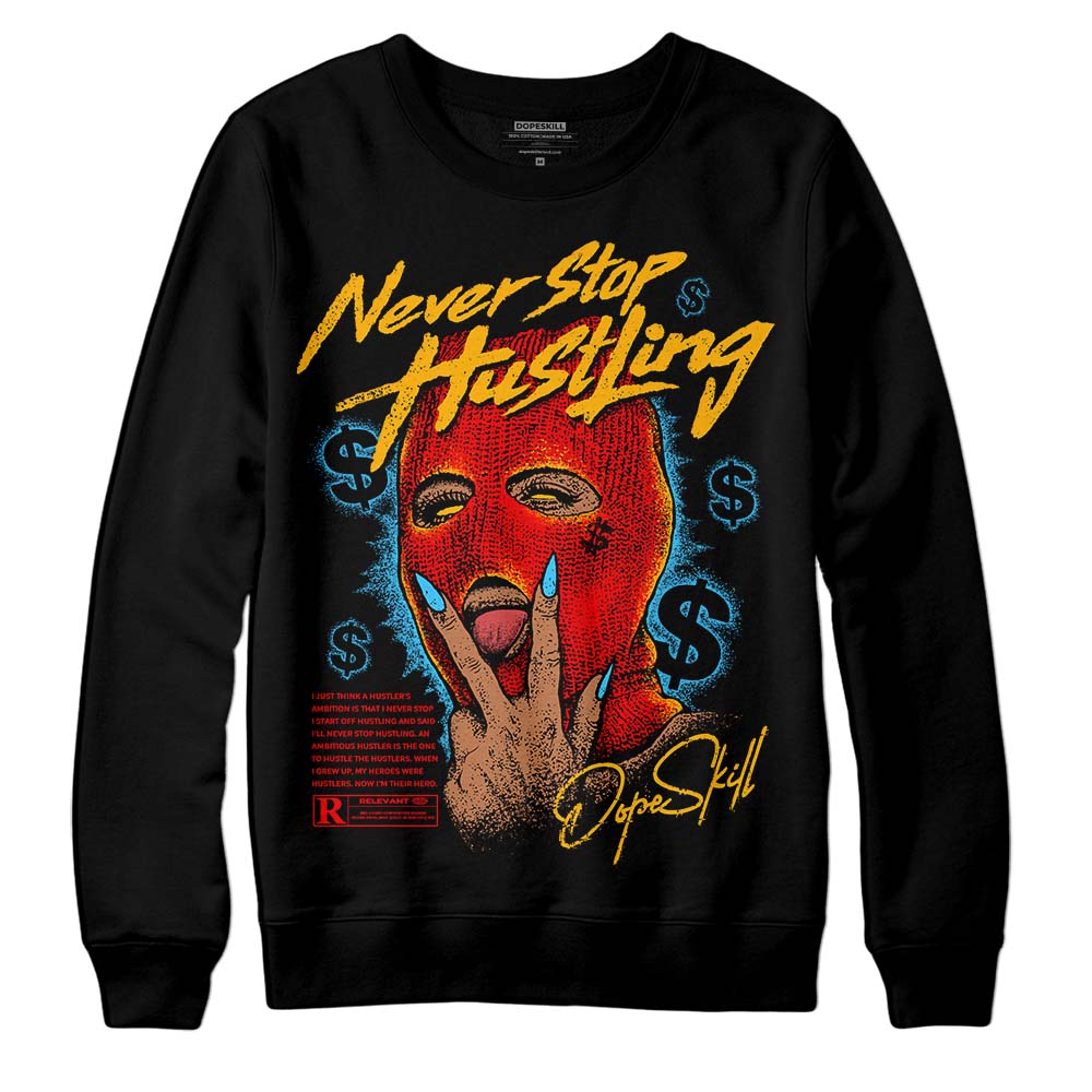 Red Sneakers DopeSkill Sweatshirt Never Stop Hustling Graphic Streetwear - Black