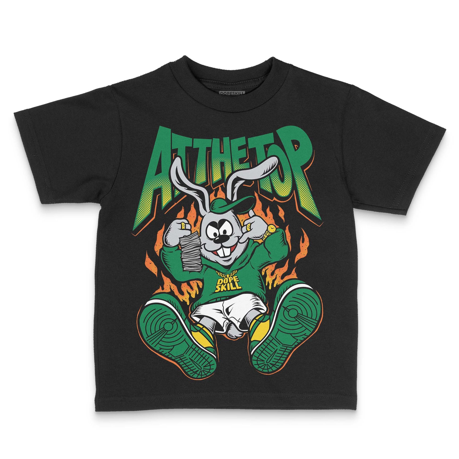 Green Sneakers DopeSkill Toddler Kids T-shirt At The Top Graphic Streetwear - Black