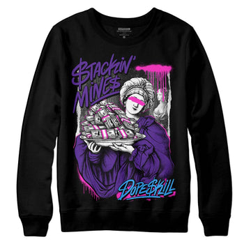 PURPLE Sneakers DopeSkill Sweatshirt Stackin Mines Graphic Streetwear - Black