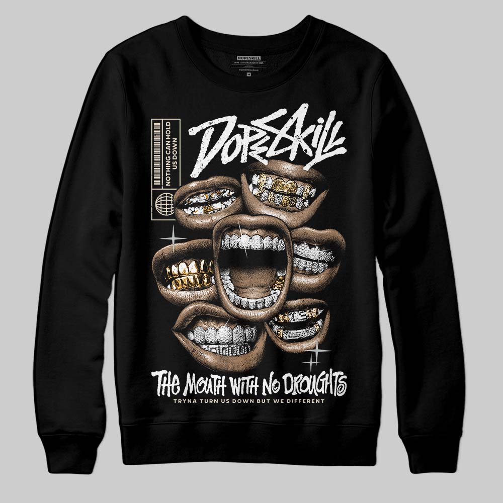 Jordan 5 Retro Reverse Metallic DopeSkill Sweatshirt The Mouth With No Droughts Graphic Streetwear - Black