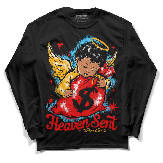 Red Sneakers DopeSkill Long Sleeve T-Shirt Heaven Sent Graphic Streetwear - Black