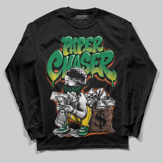 Green Sneakers DopeSkill Long Sleeve T-Shirt Paper Chaser Boy Graphic Streetwear - black