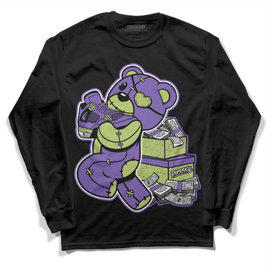 Jordan 4 Retro Canyon Purple DopeSkill Long Sleeve T-Shirt Bear Steals Sneaker Graphic Streetwear - Black