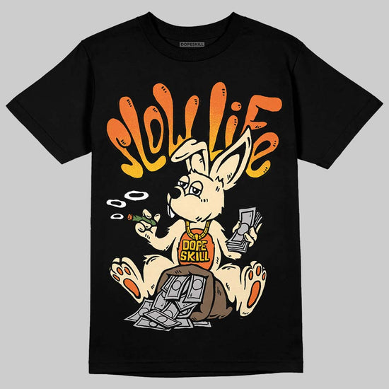 Orange, Black and White Sneakers DopeSkill T-Shirt Slow Life Graphic Streetwear - Black