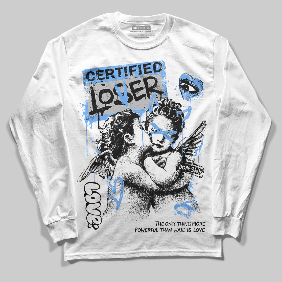 Jordan 5 Black University Blue DopeSkill Long Sleeve T-Shirt Certified Lover Graphic Streetwear - White 
