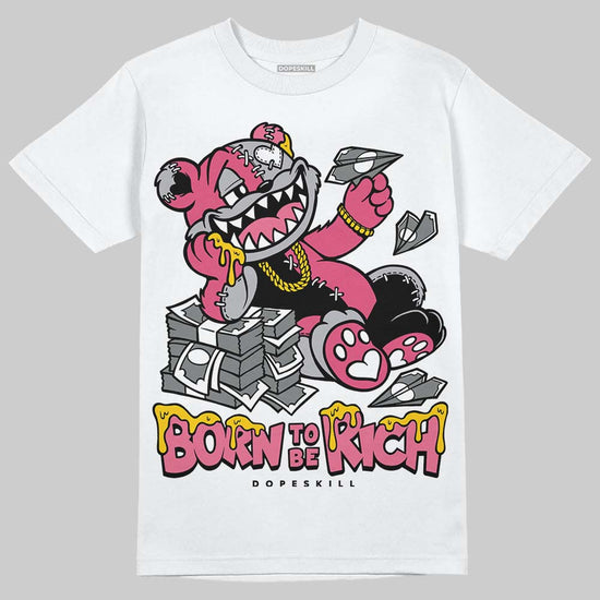 ASICS Gel Kayano 14 Pink Glo DopeSkill T-Shirt Born To Be Rich Graphic Streetwear - White