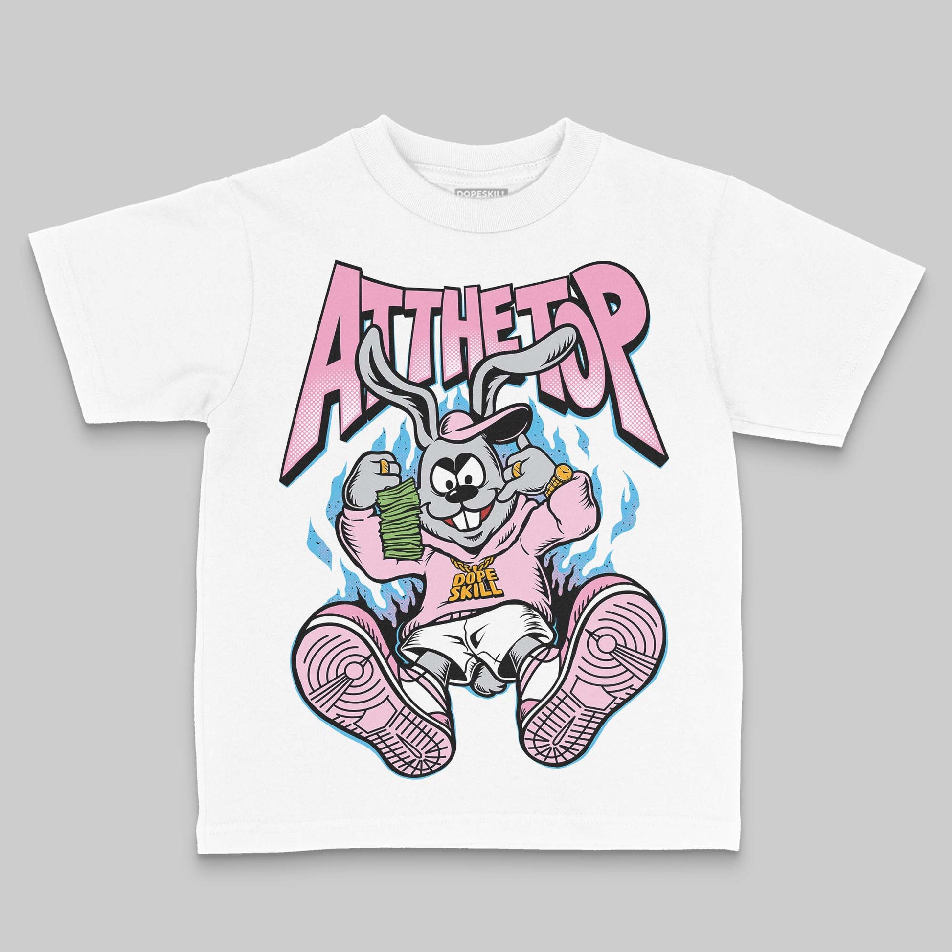 Jordan 12 GS “Pearl Pink” DopeSkill Toddler Kids T-shirt At The Top Graphic Streetwear - White 