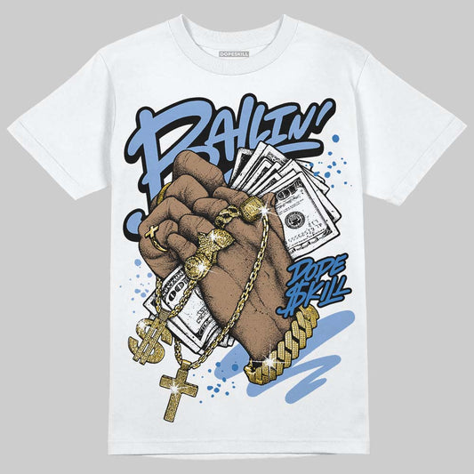 Jordan 4 WMNS 'Forget Me Not' DopeSkill T-Shirt Ballin' Graphic Streetwear - White