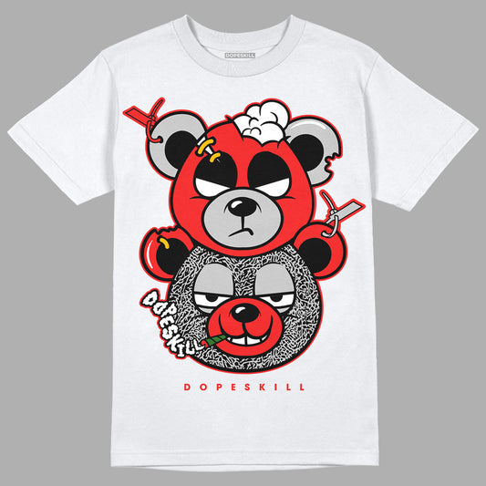 Jordan Spizike Low Bred DopeSkill T-Shirt New Double Bear Graphic Streetwear - White 