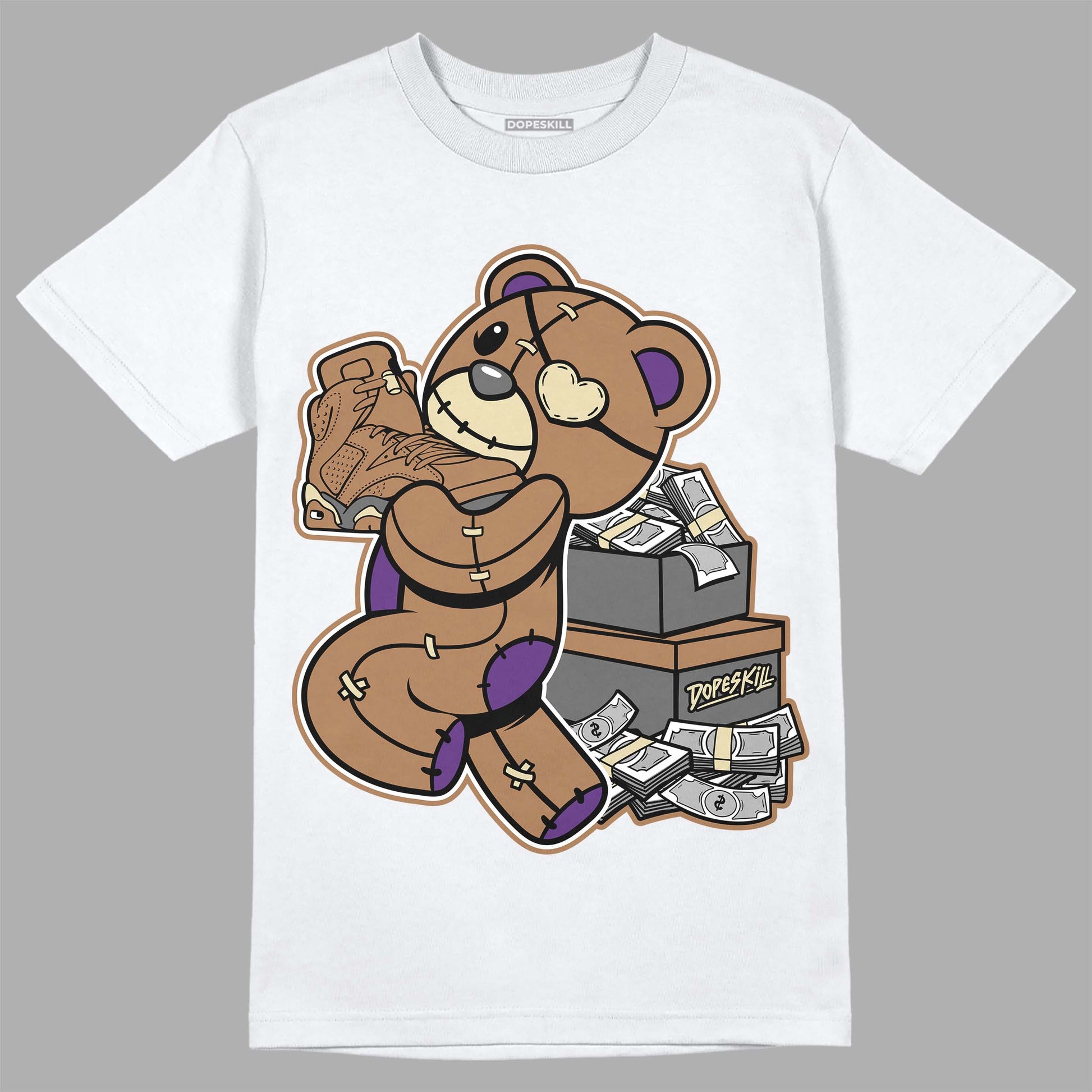 Jordan 6 WMNS Gore-Tex Brown Kelp DopeSkill T-Shirt Bear Steals Sneaker Graphic Streetwear - White 