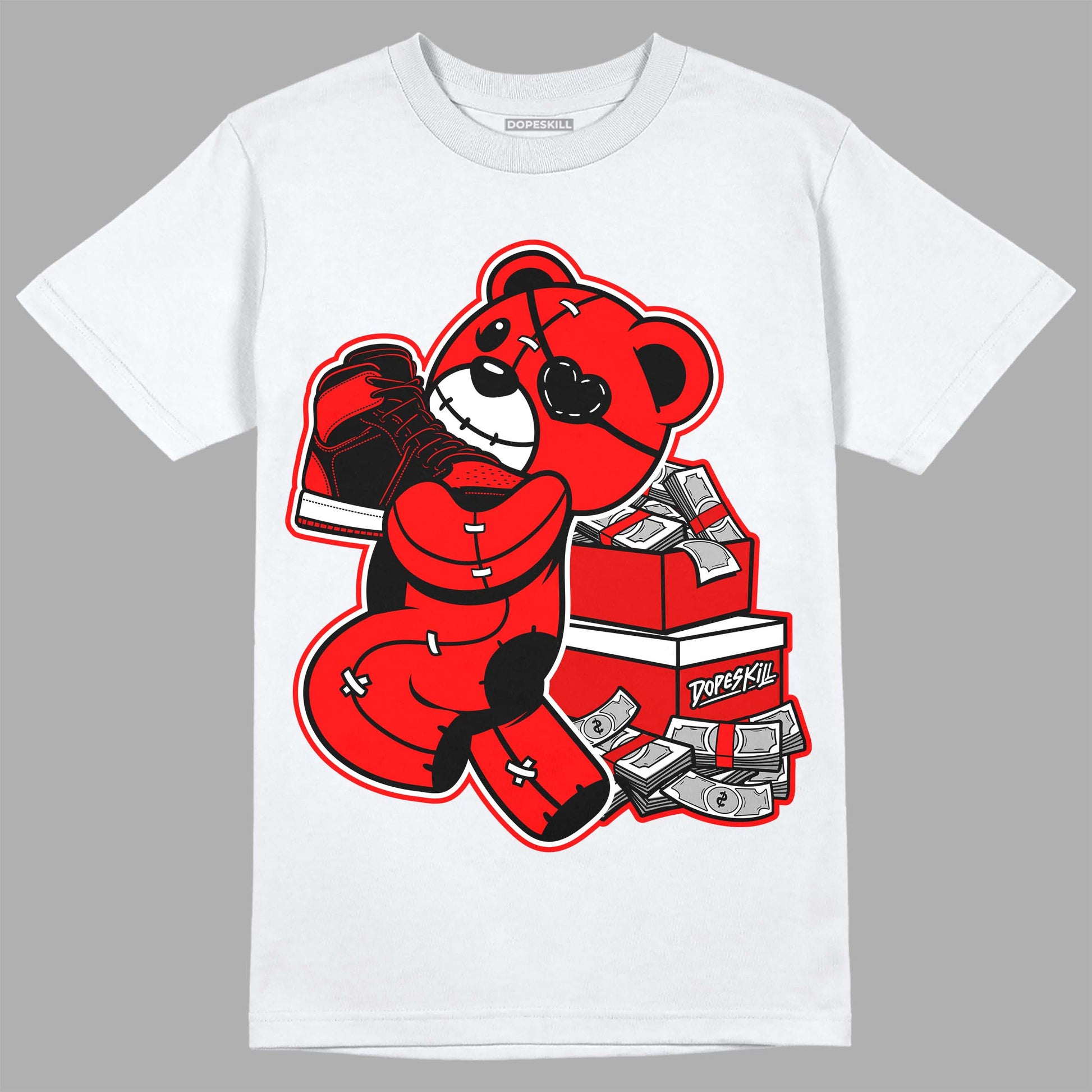 Jordan 1 Retro High OG "Satin Bred" DopeSkill T-Shirt Bear Steals Sneaker Graphic Streetwear - White