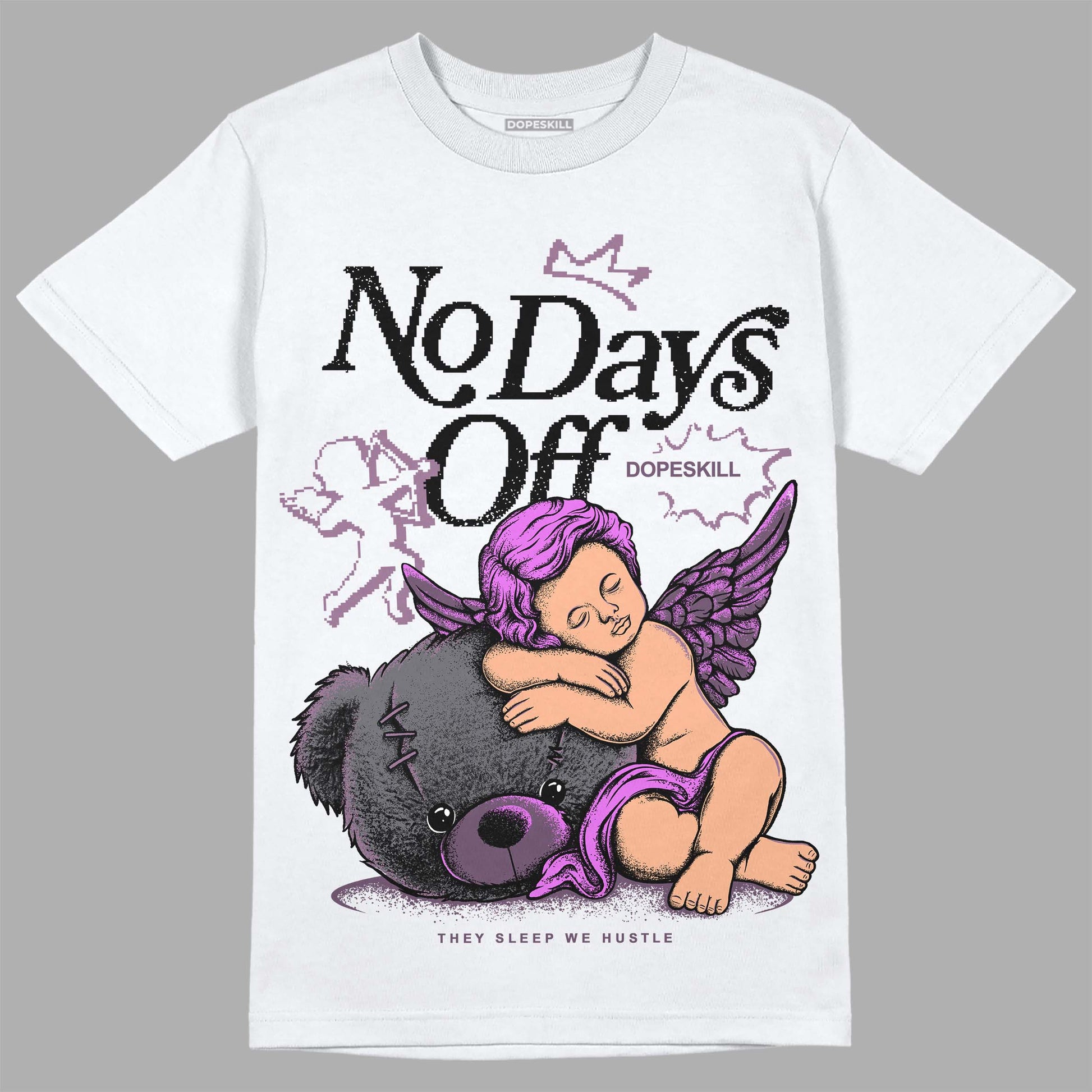 Jordan 2 “Mauve/Off-Noir” DopeSkill T-Shirt New No Days Off Graphic Streetwear - White