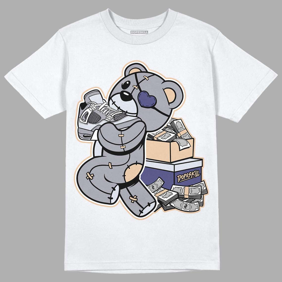 Jordan 4 Retro Frozen Moments DopeSkill T-Shirt Bear Steals Sneaker Graphic Streetwear - White 