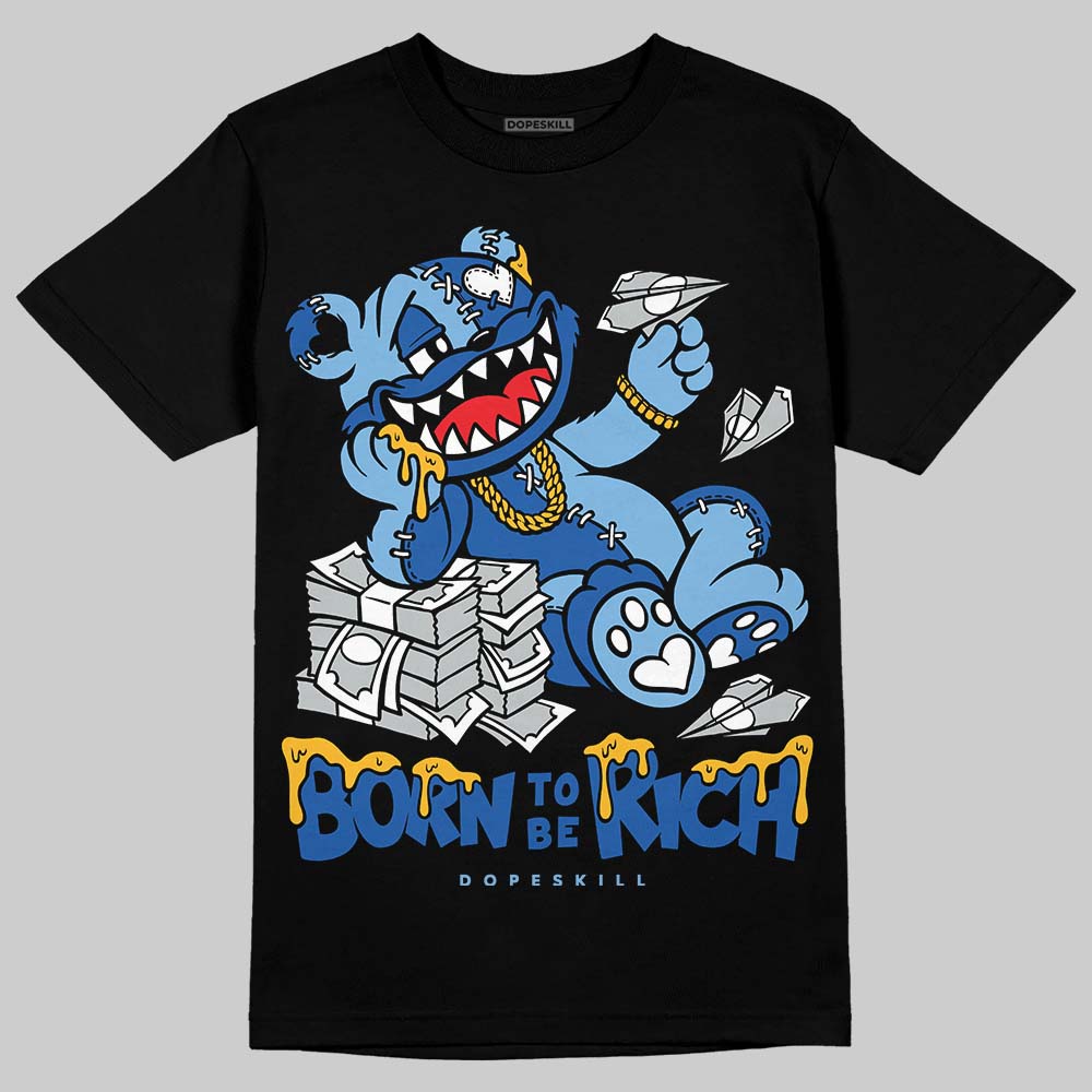 Air Foamposite One “International Blue” DopeSkill T-Shirt Born To Be Rich Graphic Streetwear - Black