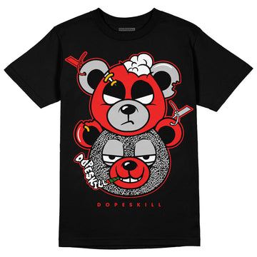 Jordan Spizike Low Bred DopeSkill T-Shirt New Double Bear Graphic Streetwear - Black 