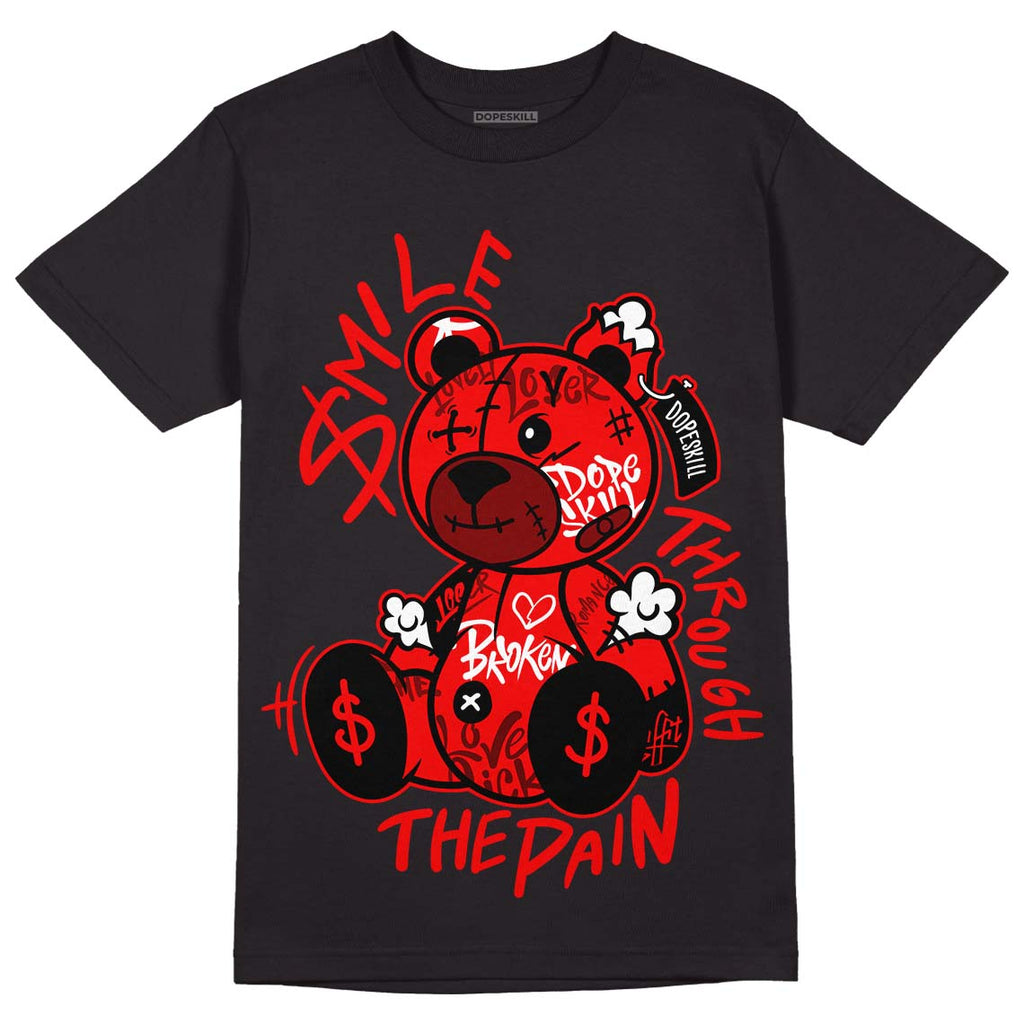 Jordan 9 Chile Red DopeSkill T-shirt  Smile Through The Pain Graphic Streetwear - Black