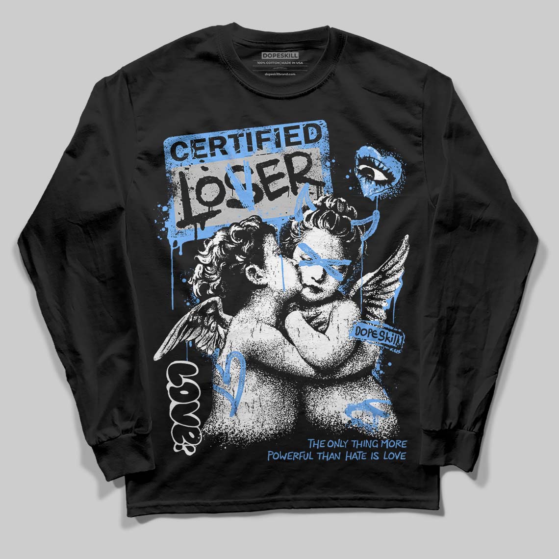 Jordan 5 Black University Blue DopeSkill Long Sleeve T-Shirt Certified Lover Graphic Streetwear - Black
