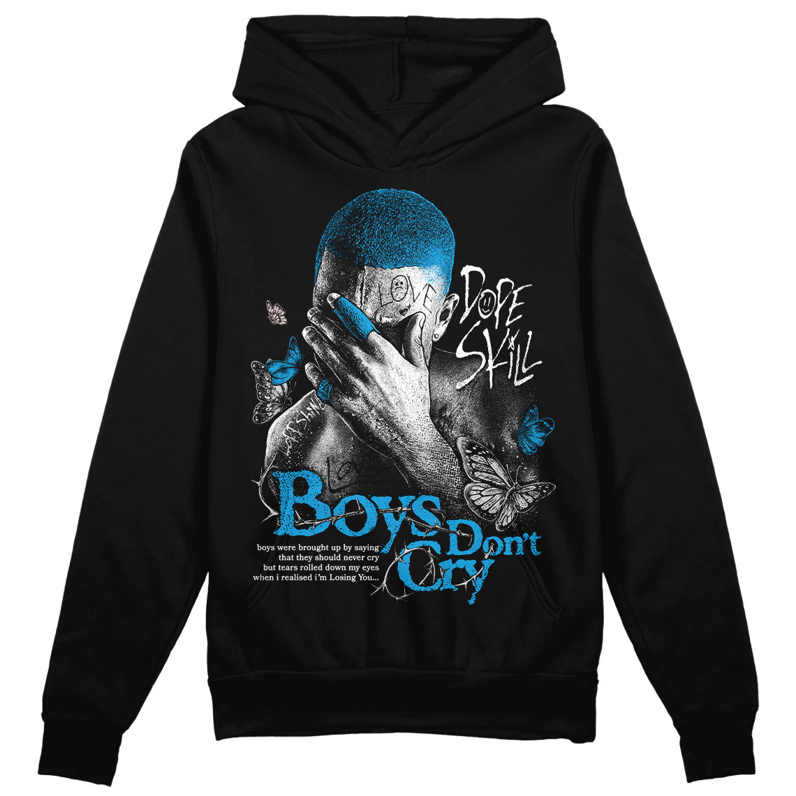 Jordan 4 Retro Military Blue DopeSkill Hoodie Sweatshirt Boys Don't Cry Graphic Streetwear - Black