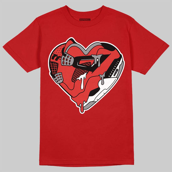 Jordan 4 Retro Toro Bravo DopeSkill T-Shirt Heart Jordan 4 Graphic Streetwear - Red