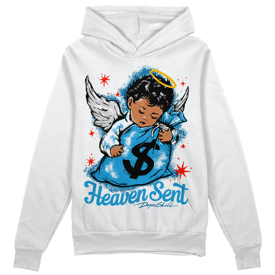 Jordan 4 Retro Military Blue DopeSkill Hoodie Sweatshirt Heaven Sent Graphic Streetwear - White
