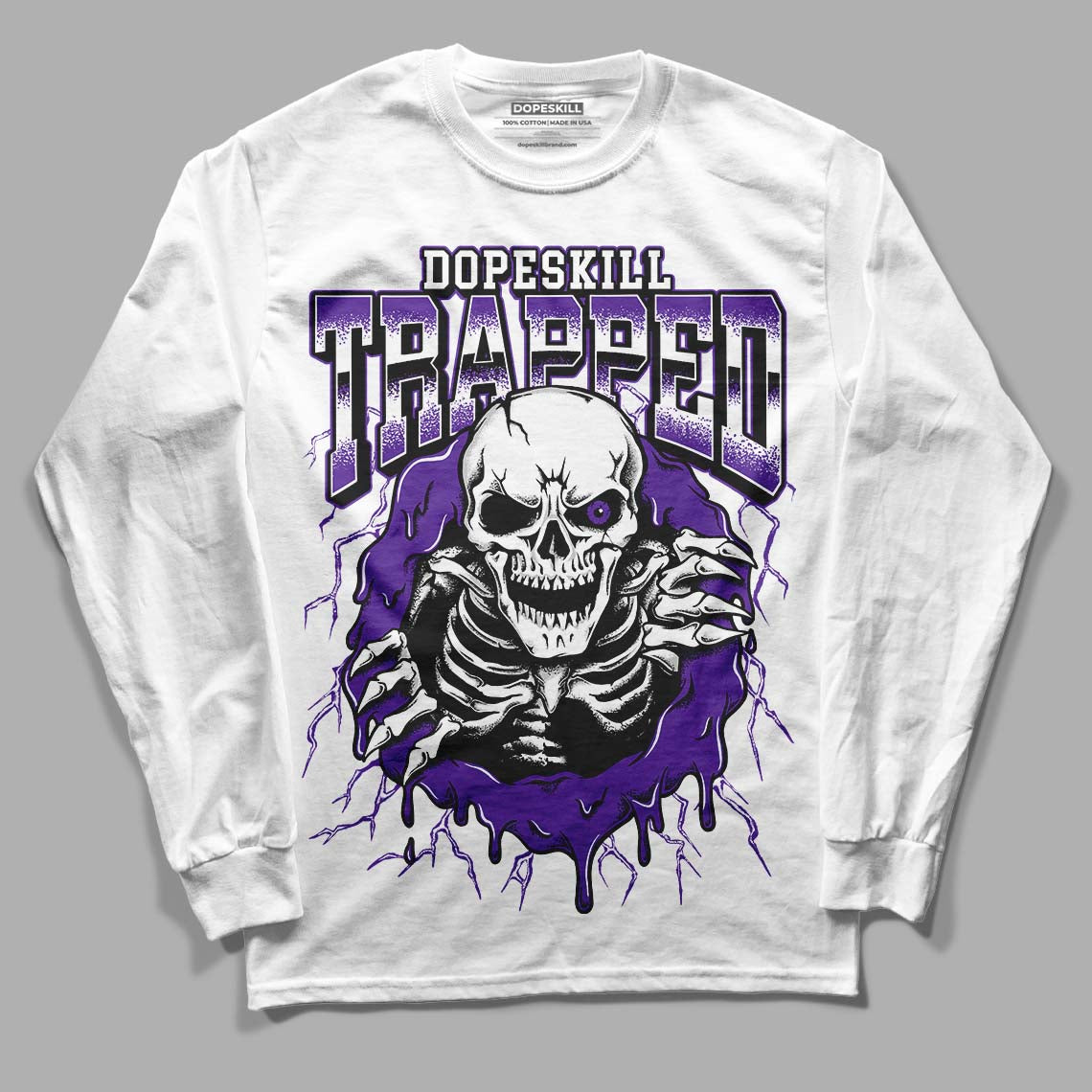 PURPLE Sneakers DopeSkill Long Sleeve T-Shirt Trapped Halloween Graphic Streetwear - White