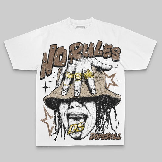 Brown Oversize Print No Rules DopeSkill Graphic Premium T-shirt Streetwear - White