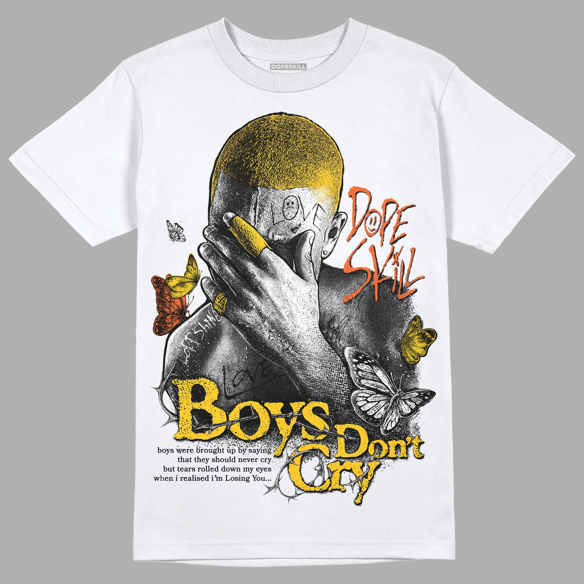 Yellow Sneakers DopeSkill T-Shirt Boys Don't Cry Graphic Streetwear - White 