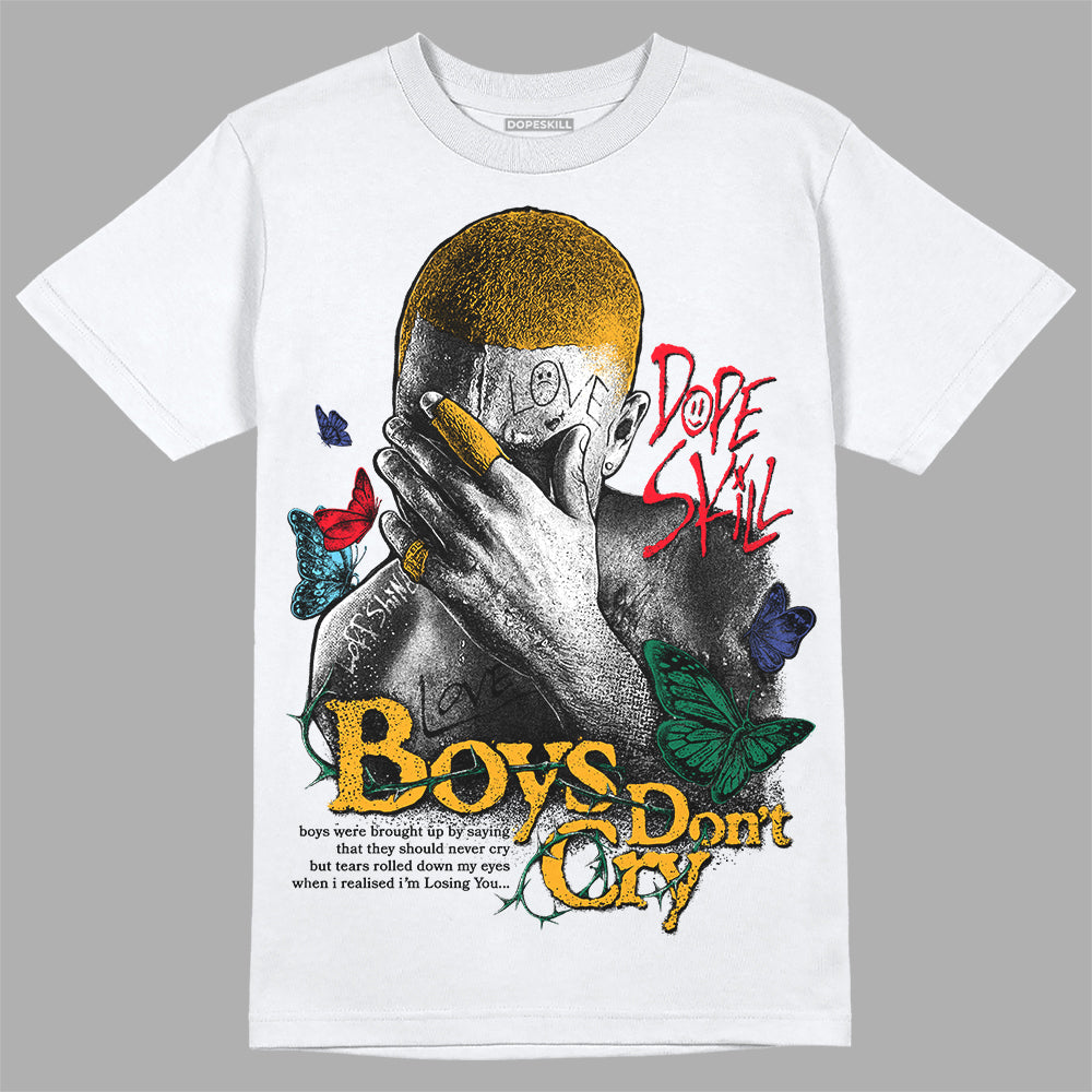 Jordan 1 Mid GS 'Six Championships' DopeSkill T-Shirt Boys Don't Cry Graphic Streetwear - White