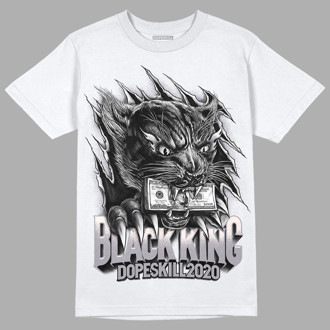 Jordan 2 Cement Grey DopeSkill T-Shirt Black King Graphic Streetwear - White