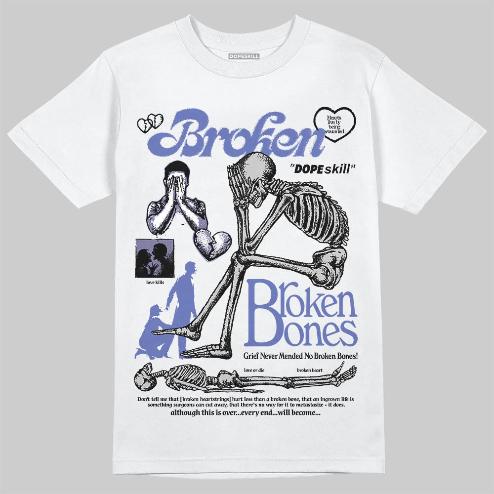 Air Max 90 x Patta Sapphire and Particle Grey DopeSkill T-Shirt Broken Bones Graphic Streetwear - White 