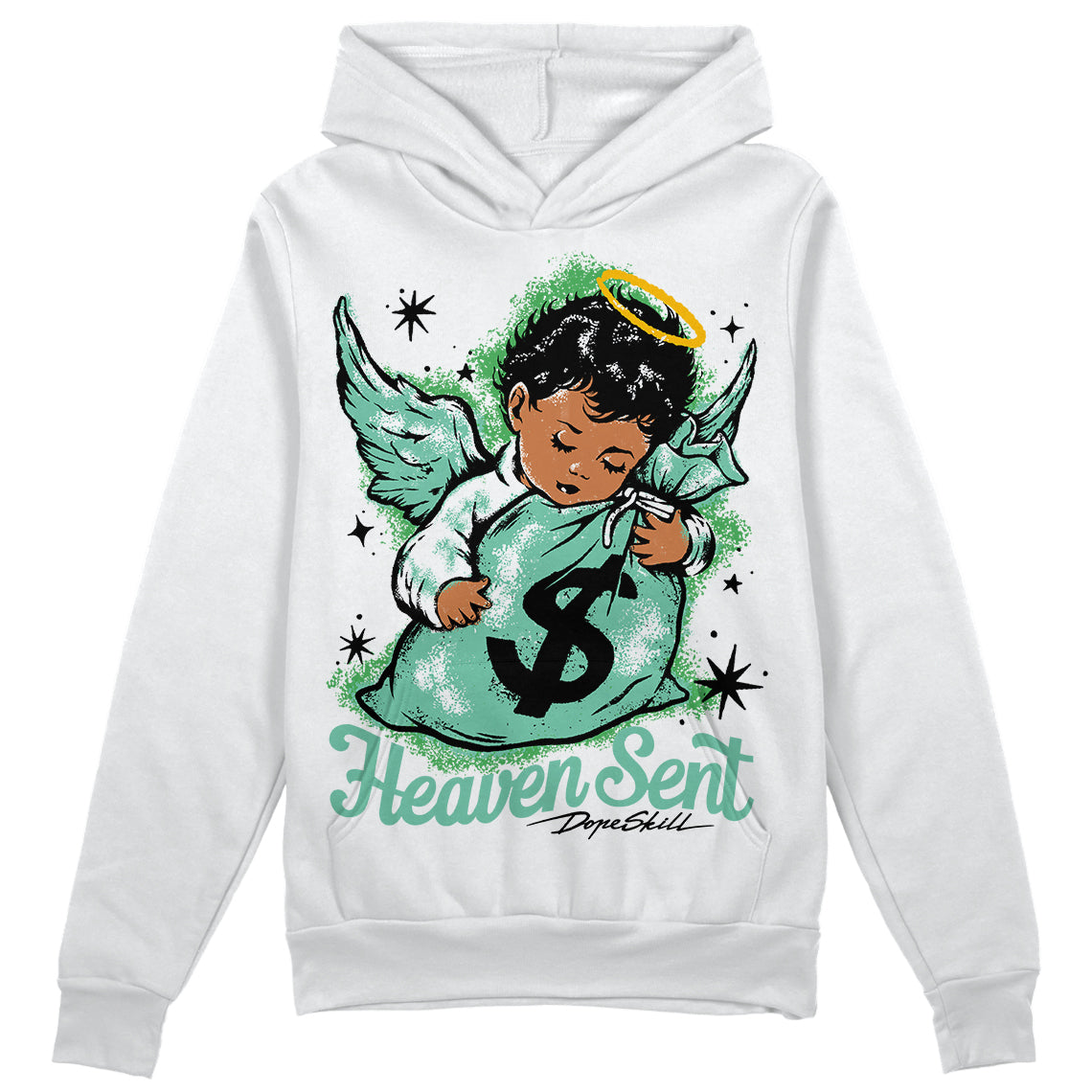 Jordan 1 High OG Green Glow DopeSkill Hoodie Sweatshirt Heaven Sent Graphic Streetwear - White 