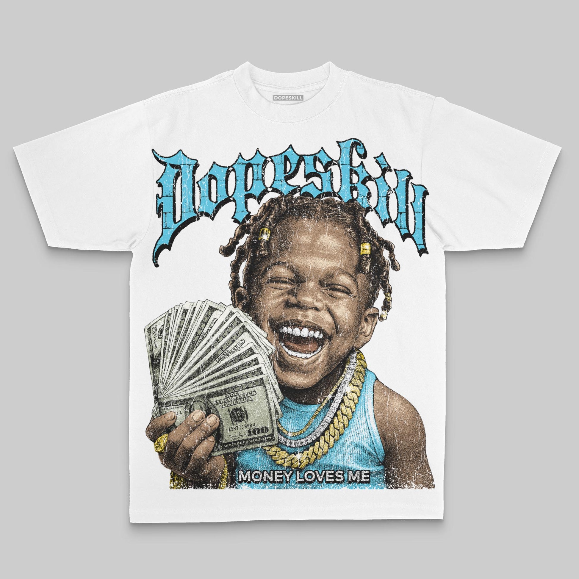Jordan 11 Retro Gamma Blue (2025) DopeSkill Premium T-Shirt Money Loves Me Graphic Streetwear - White 