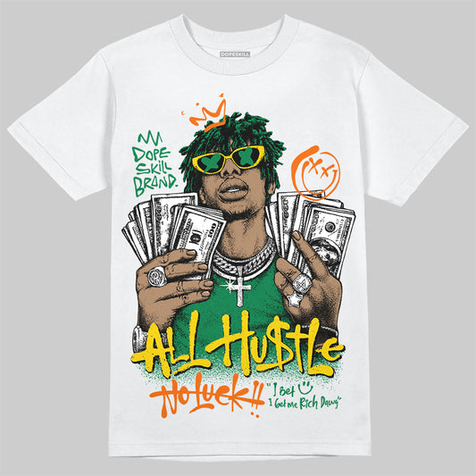 Green Sneakers DopeSkill T-Shirt All Hustle No Luck Graphic Streetwear - White