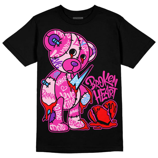 Pink Sneakers DopeSkill T-Shirt Broken Heart Graphic Streetwear - Black