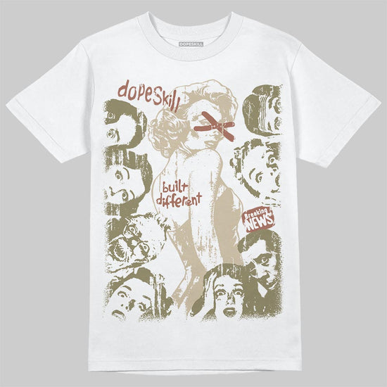 Jordan 6 Retro Neutral Olive DopeSkill T-Shirt Built Different Graphic Streetwear - White 
